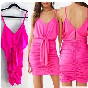 NWOT Sexy Hot Pink Ruched Club Valentines Day Vegas Ready